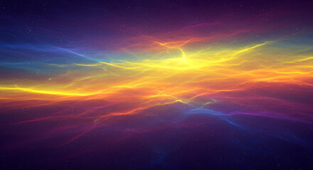 Fototapeta premium Vibrant Nebula: Cosmic Rainbow of Glowing Gas and Dust