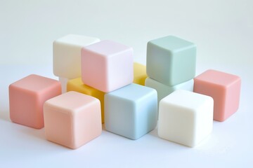 Set of colorful building blocks forming a pyramid, perfect for showcasing creativity, childhood development, or educational concepts