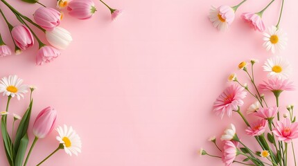 Fototapeta premium Lovely Valentine's Day Floral Greeting Card with Blank Center for Messages