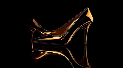 A pair of elegant high-heeled shoes on a black background with dramatic lighting to emphasize their design