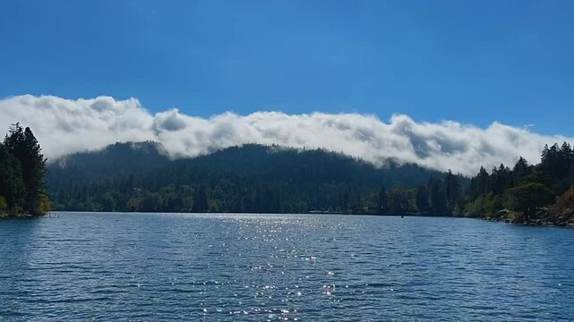 Time lapse of clouds at a mountain lake
