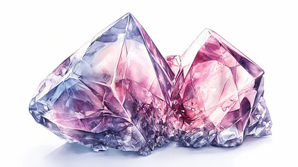 Fototapeta premium A pen and ink watercolour illustration of a multifaceted gemstone, ideal for jewelry or luxury product design generative ai. crystalpath. illustration. Crystalpath. Illustration