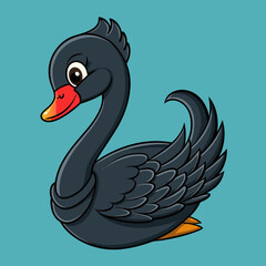 black swan on a white background