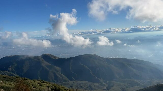 Clouds passing over the valley time lapse