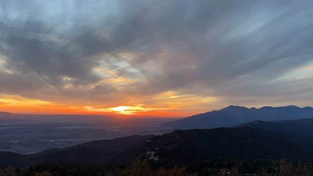 sunset over the mountains above Southern California