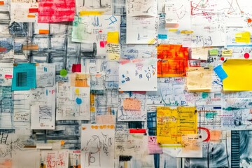 Fototapeta premium A Vibrant Wall of Ideas and Sketches
