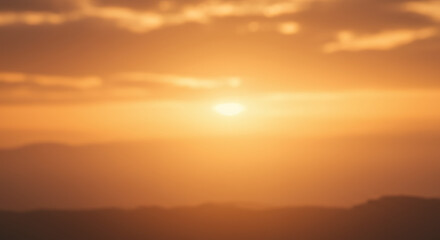 Fototapeta premium Golden Hour Sunset Landscape, Hazy Sky, Blurred Background