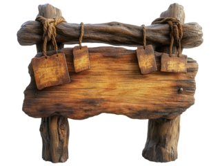 Vintage Style Wooden Signpost with Hanging Blanks for Customization