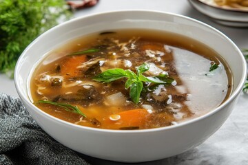 Vegetable Soup in White Bowl