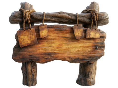 Vintage Style Wooden Signpost with Hanging Blanks for Customization