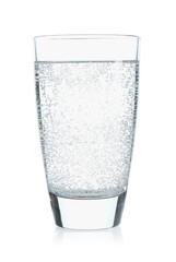 Refreshing soda water in glass isolated on white