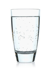 Refreshing soda water in glass isolated on white