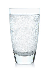 Refreshing soda water in glass isolated on white