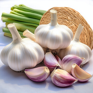 garlic on white background
