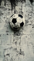 Vintage soccer ball on grunge textured background