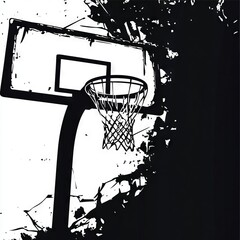 Black and white basketball hoop outdoors