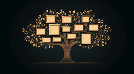 genealogical family tree template with blank empty cells. ancestry, heritage	