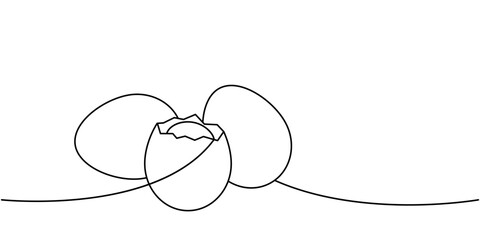 Fresh eggs one line continuous drawing. Organic farm product. Vector illustration