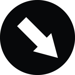 Down right arrow icon in trendy style . Down right direction arrow icon vector