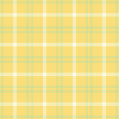 Teenager vector check fabric, tie plaid pattern seamless. Subtle textile texture tartan background in yellow and light colors.