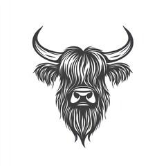 Obraz premium Stylized Highland Cow Head, Graphic Design, Isolated, Farm Animal