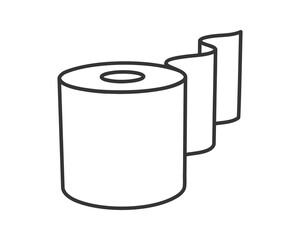 Toilet paper roll or tube icon design, template for wc. Bathroom hygiene icons, kitchen cleaning towel. Blank soft scroll product.