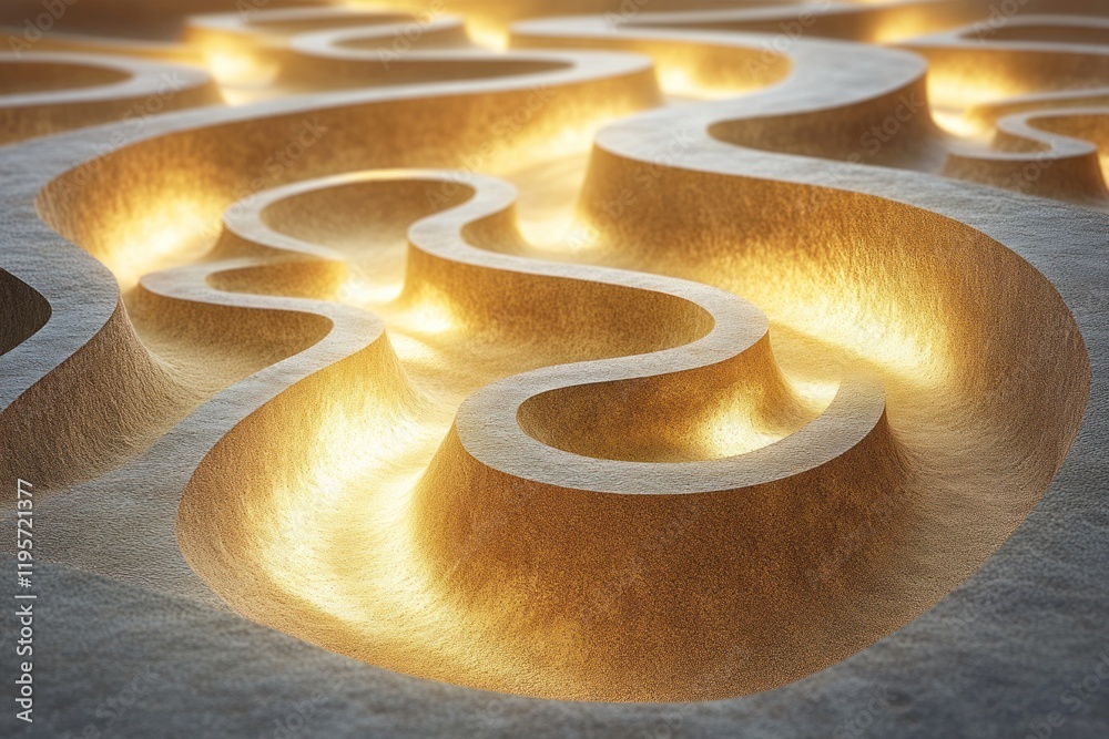 Aufkleber intricate patterns of illuminated waves creating a stunning visual effect in a textured surface. gen