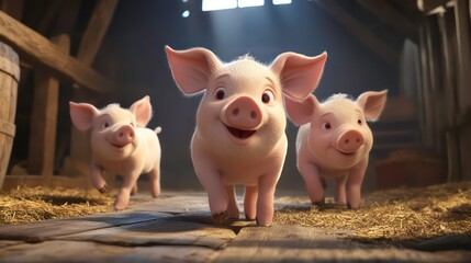 Curious piglets exploring their barn environment a heartwarming look at farm life