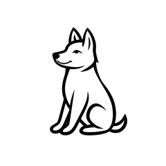 Fototapeta premium Cute cartoon dog sitting, simple line art, white background, pet illustration (1)