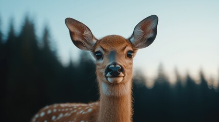 Fototapeta premium Captivating deer portrait forest landscape wildlife photography natural environment close-up view serenity concept
