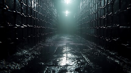 Empty Chamber with Concrete Texture in Black Void, Cinematic Banner Perfect for Mockups,シネマティックな黒の虚空に暗いコンクリートテクスチャが映える空のチェンバー、モックアップに最適なバナー.Generative AI