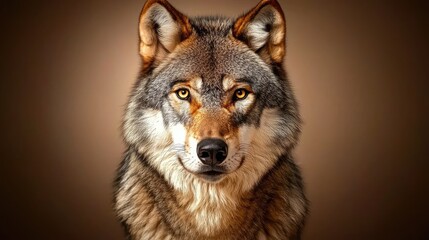 Obraz premium Majestic wolf portrait nature animal photography studio environment close-up view wildlife conservation concept