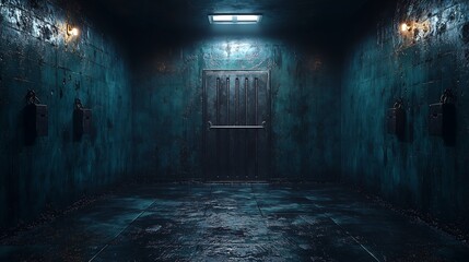 Surreal Cinematic Empty Elimination Chamber Amidst Blackness,黒の中に存在するシュールなシネマティック空のエリミネーションチェンバー.Generative AI