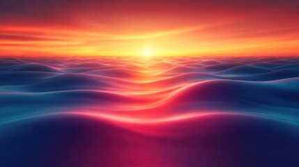 Obraz premium Vibrant Sunset Over Calm Ocean Waves with Colorful Reflections and Serene Atmosphere Capturing the Tranquility of Nature at Dusk