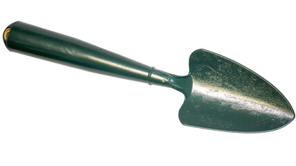Green gardening trowel, isolated on transparent background