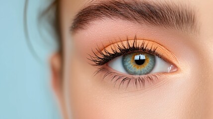 Fototapeta premium Woman with long eyelashes and a green eye