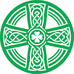 celtic cross with shamrock for st. patrick's day