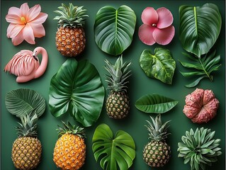 Fototapeta premium Tropical and Fun Mood Board Design