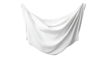 Hanging white bedding, isolated on transparent background