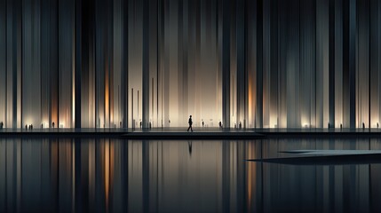 A businessman explores a server room filled with digital tech icons, showcasing innovation and the digital twin concept