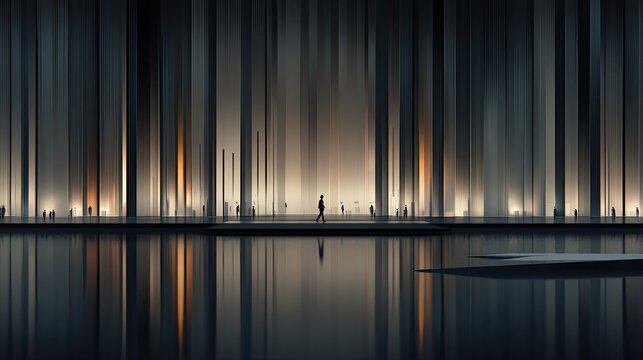 A businessman explores a server room filled with digital tech icons, showcasing innovation and the digital twin concept - Powered by Adobe