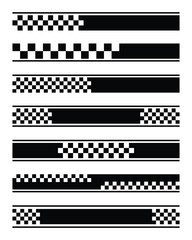 Set of racing style checkered flag car wrap stickers