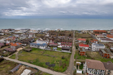 Aerial view over Vama Veche village. Black Sea coast, Romania.
