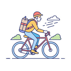 Naklejka premium cyclist with backpack vector icon, cyclist with backpack vector illustration-simple illustration of cyclist with backpack, perfect for cyclist with backpack logos and icons and themed design 