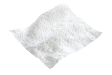 a piece of white tissue paper made of cotton on white background.