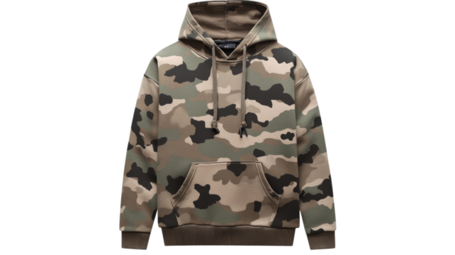 Hoodie with military print trendy fashion wear, isolated on transparent background