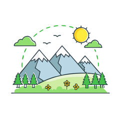 alpine meadow vector icon, alpine meadow vector illustration-simple illustration of alpine meadow, perfect for alpine meadow logos and icons and themed design 
