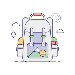 Obraz premium backpack with gear vector icon, backpack with gear vector illustration-simple illustration of backpack with gear, perfect for backpack with gear logos and icons and themed design 