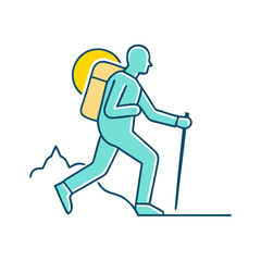 hiker silhouette vector icon, hiker silhouette vector illustration-simple illustration of hiker silhouette, perfect for hiker silhouette logos and icons and themed design 