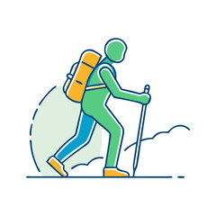 Obraz premium hiker silhouette vector icon, hiker silhouette vector illustration-simple illustration of hiker silhouette, perfect for hiker silhouette logos and icons and themed design 